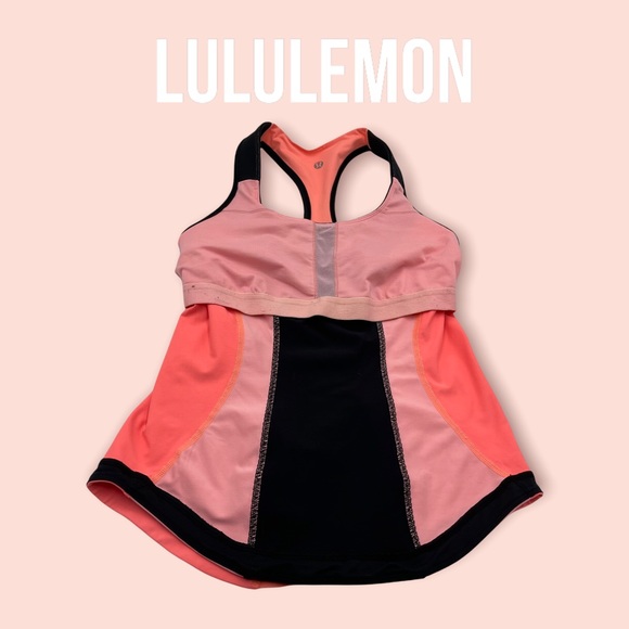 LULULEMON| Cardio Kick Tank - Coral, Black & Pink SZ 6 EUC, back pocket for keys - Picture 14 of 15